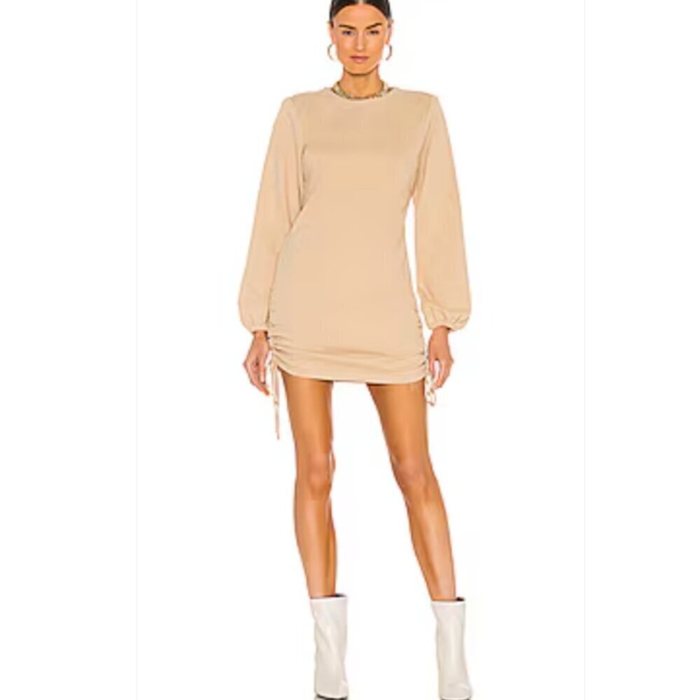 Michael Costello x REVOLVE Juliana Mini Fleece Dress in Taupe Size Small